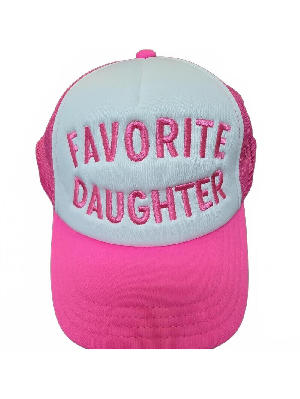 Women's Pink White Trucker Hat FAVORITE DAUGHTER Mesh Snapback Cap